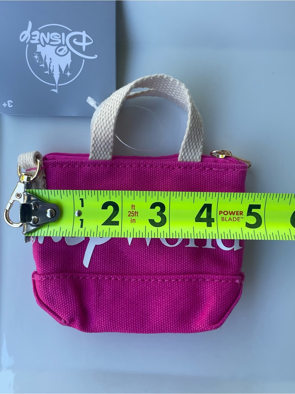 Walt Disney World Logo Mania Mini/Micro Tote Bag Charm Keychain in pink NEW - Picture 8 of 10